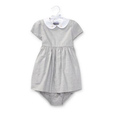 Ralph Lauren Cotton Twill Houndstooth Dress Grey 6m