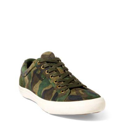 Ralph Lauren Geffrey Camo Suede Sneaker Olive Camo
