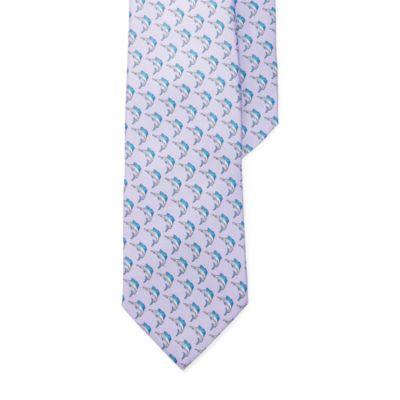 Ralph Lauren Marlin-print Silk Narrow Tie Lavender