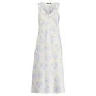 Ralph Lauren Ruffled Satin Gown Ivory/blue Floral