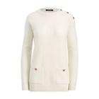 Ralph Lauren Button-shoulder Wool Sweater Mascarpone Cream
