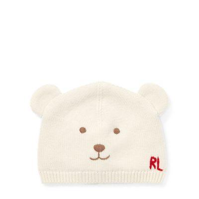 Ralph Lauren Embroidered Bear Hat Chic Cream 12-24m