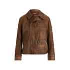 Ralph Lauren Distressed Leather Jacket Burnt Umber