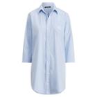 Ralph Lauren Striped Cotton Sleep Shirt Pale Blue Stripe