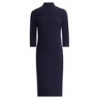 Ralph Lauren Button-trim Wool-silk Dress Night Blue