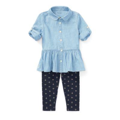 Ralph Lauren Chambray Top & Legging Set Indigo 6m
