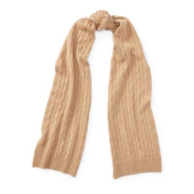 Ralph Lauren Cable-knit Cashmere Scarf Camel Melange