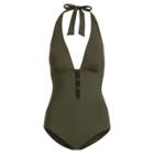 Ralph Lauren Knotted Halter One-piece Olive