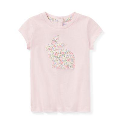 Ralph Lauren Floral Bunny Cotton T-shirt Hint Of Pink 3m