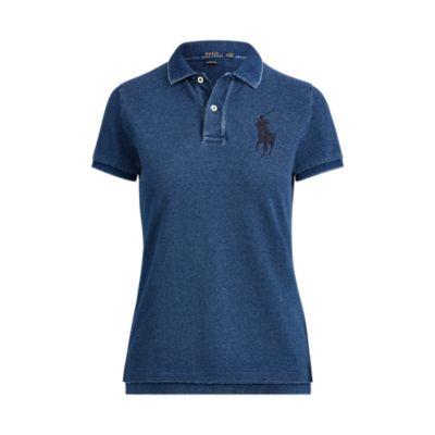 Ralph Lauren Skinny Fit Mesh Polo Shirt Indigo