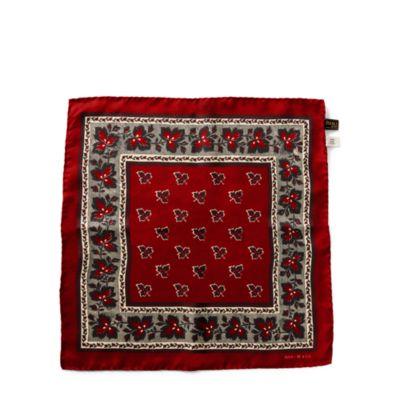 Ralph Lauren Print Silk Pocket Square Red Cream Black