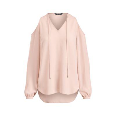 Ralph Lauren Georgette Cold-shoulder Top Pale Rose Xsp