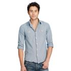 Ralph Lauren Denim & Supply Slim Cotton Chambray Workshirt Indigo Cream Stripe