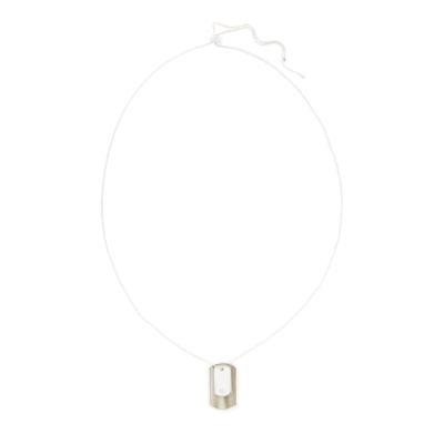 Ralph Lauren Dog Tag Pendant Necklace Silver/horn