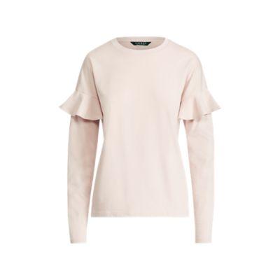 Ralph Lauren Ruffle-sleeve Cotton Top Dusty Pink
