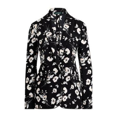 Ralph Lauren Floral Crepe Jacket Black/peach