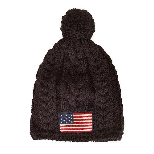 Polo Ralph Lauren Flag Patch Cable-knit Hat Black