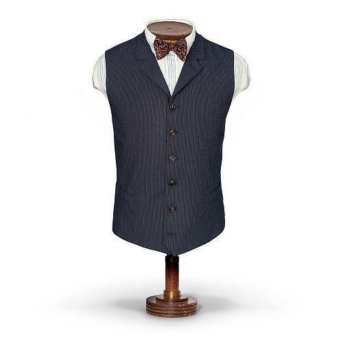 Ralph Lauren Rrl Bryant Cotton Lapel Vest Indigo White