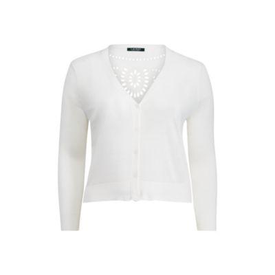 Ralph Lauren Eyelet-back Linen Cardigan White