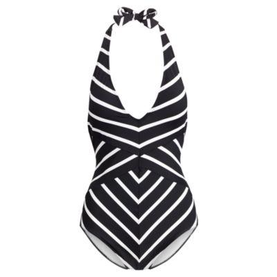 Ralph Lauren Slimming Striped One-piece Black/white