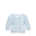 Ralph Lauren Aran-knit Cotton Cardigan Beryl Blue 24m