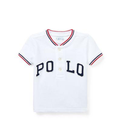 Ralph Lauren Cotton Mesh Henley Shirt White 6m