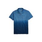 Ralph Lauren Custom Fit Mesh Polo Shirt Indigo Dip Dye