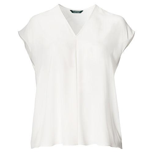 Ralph Lauren Lauren Woman Crepe De Chine Top Herbal Milk