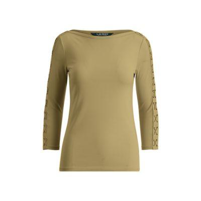 Ralph Lauren Lace-up Stretch Cotton Top Autumn Sage