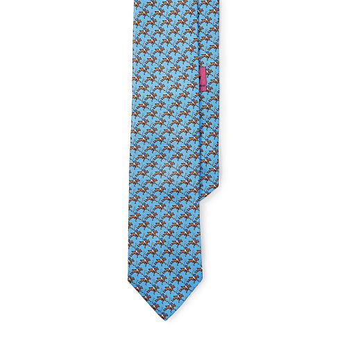 Polo Ralph Lauren Printed Silk Twill Narrow Tie Light Blue