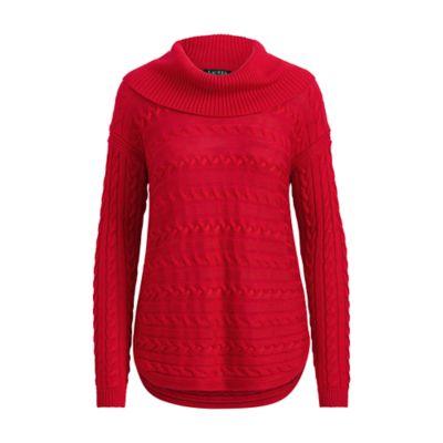 Ralph Lauren Cable-knit Funnelneck Sweater Lipstick Red