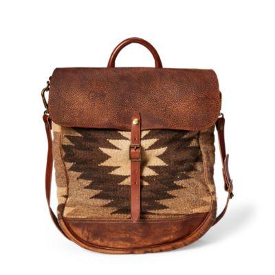 Ralph Lauren Leather-panel Tapestry Bag Brown / Cream Multi