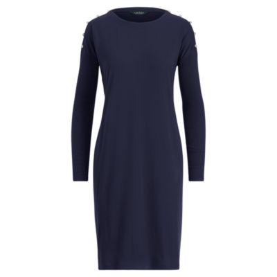 Ralph Lauren Button-trim Jersey Dress Rl Navy