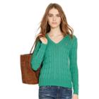 Polo Ralph Lauren Cable Pima V-neck Sweater Jade