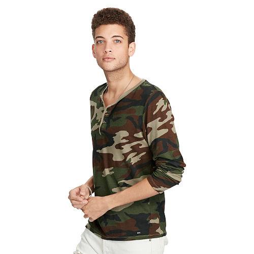 Ralph Lauren Denim & Supply Camo Cotton Jersey Henley Sabrage Multi