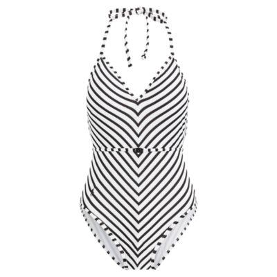 Ralph Lauren Belted One-piece Swimsuit Black/white