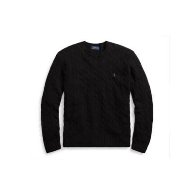 Ralph Lauren Cable Merino-cashmere Sweater Polo Black