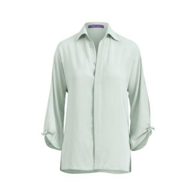 Ralph Lauren Karen Silk Crepe Blouse Artic Mint