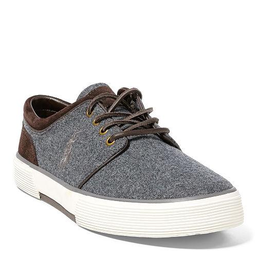 Polo Ralph Lauren Faxon Flannel-suede Sneaker Grey/dark Brown