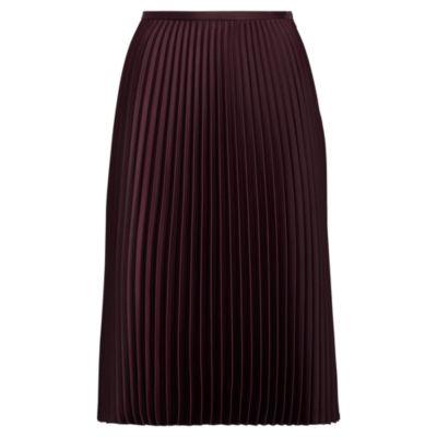 Ralph Lauren Pleated Crepe Midi Skirt Red Sangria
