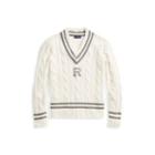Ralph Lauren Cashmere Cricket Sweater Cls Cream W/ Cls Lt Grey