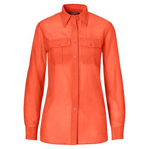 Ralph Lauren Lauren Petite Cotton-silk-voile Shirt Sunset Orange