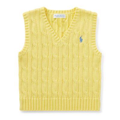 Ralph Lauren Cable-knit Cotton Vest Beekman Yellow 12m