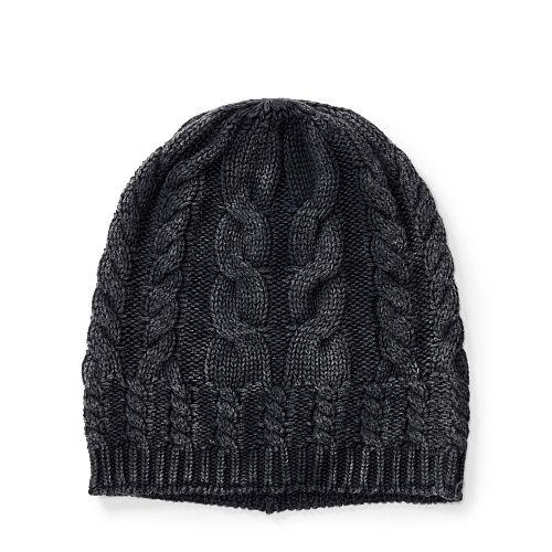 Polo Ralph Lauren Cable-knit Cotton Hat Boot Black