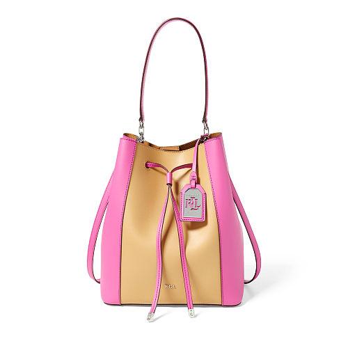 Ralph Lauren Lauren Leather Debby Drawstring Tote Mulberry/palomino
