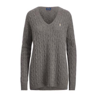 Ralph Lauren Cable-knit Side-slit Sweater Antique Heather