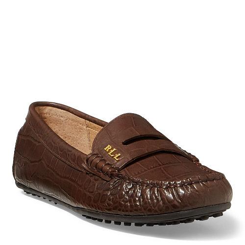 Ralph Lauren Lauren Belen Croc-embossed Loafer Burnished Brown