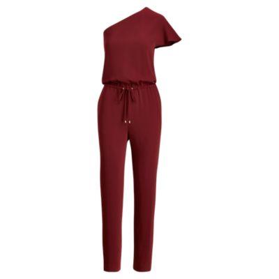 Ralph Lauren Twill One-shoulder Jumpsuit Bordeaux