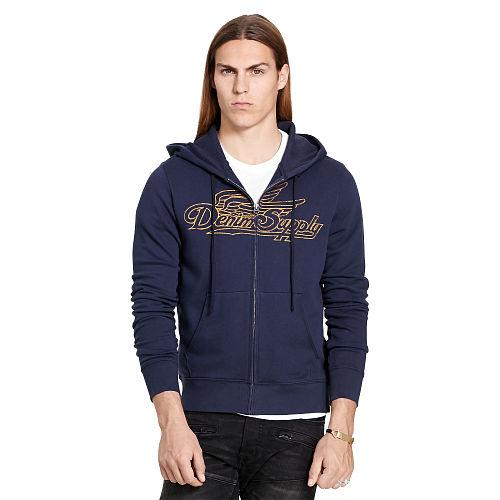 Ralph Lauren Denim & Supply Cotton French Terry Hoodie Classic Navy Denim