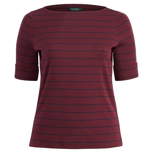 Ralph Lauren Lauren Woman Striped Cotton Boatneck Top